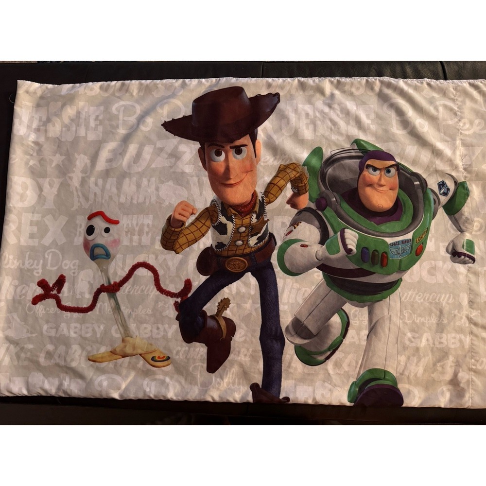 Vintage Toy Story Disney Buzz Woody Pillow Case Double Sided Set Of 3 EUC